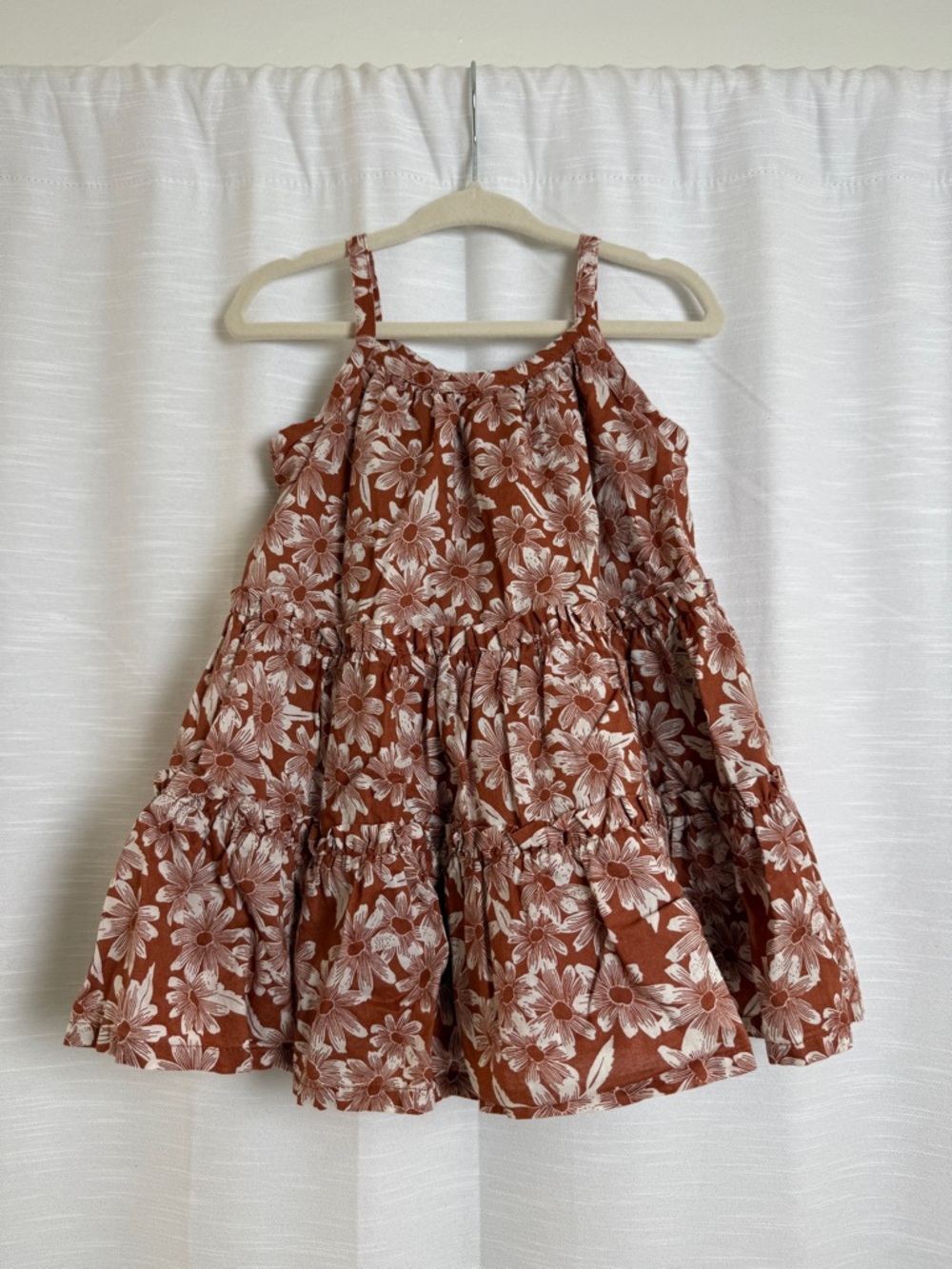 Gap Toddler Floral Boho Dress Rust Brown Daisy Print Twirl | Size 12-18M - Picture 4 of 11